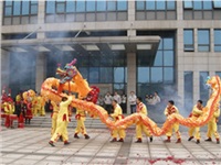 公司举行新年升旗仪式和贺新春龙狮鼓节目表演活动